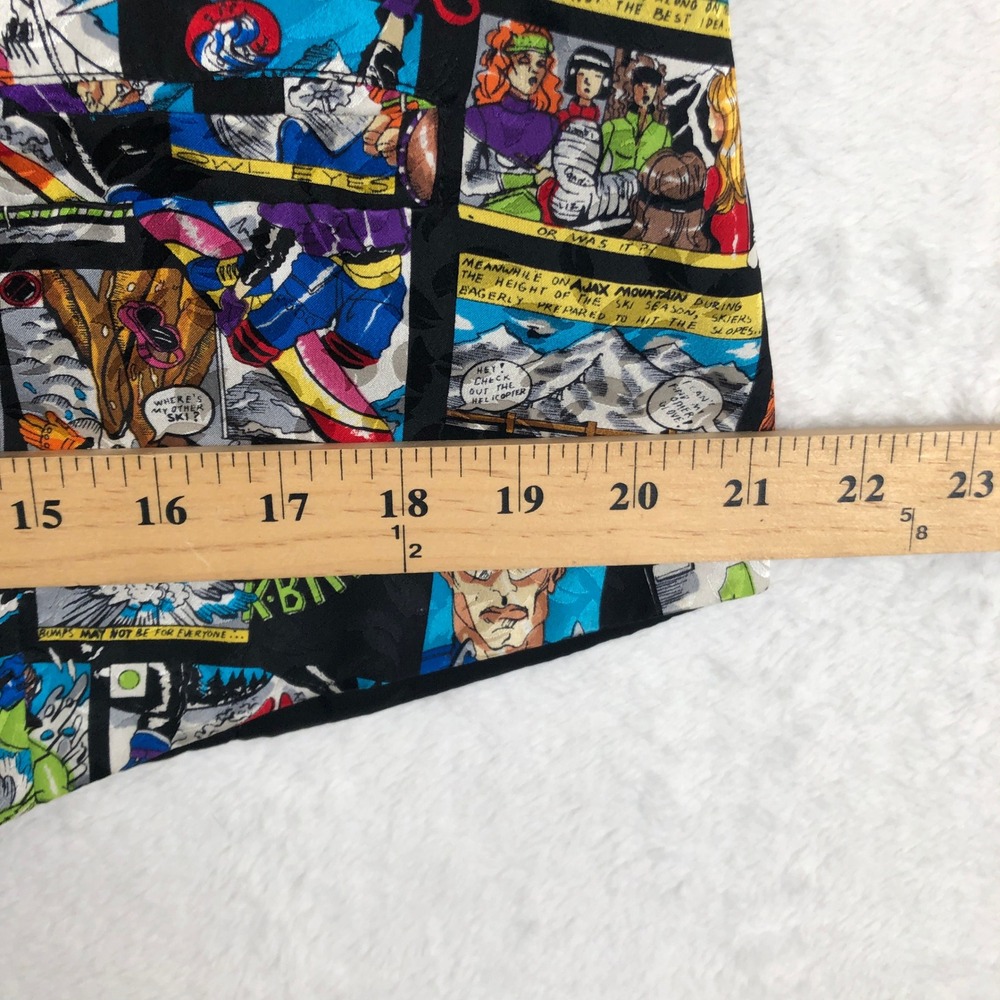 VTG NICOLE MILLER 100% Silk Comic Book Novelty Ski Vest Sz XL 44" Black Multi - Picture 8 of 9